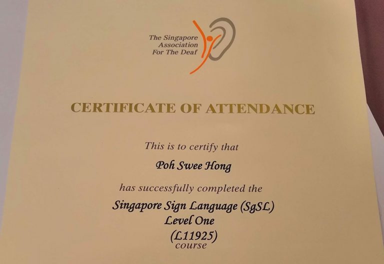 Completing Singapore Sign Language (SgSL) Level 1 The Lifelong Learner